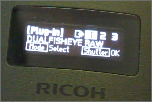THETA plug-in screen on camera body